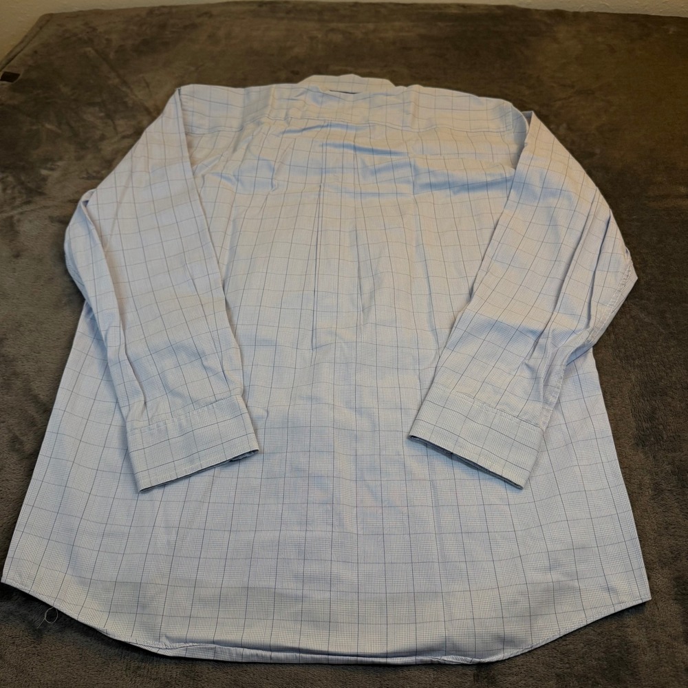 Club Room Pinpoint Shirt Mens 15.5 32/33 Blue Check Easy Care Button Up L/S - Picture 5 of 9